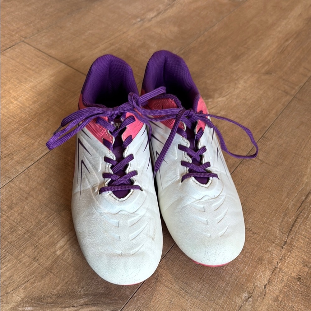 White and Purple Athletic Shoes